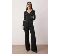 WOVCOR Glittery Knit Blouse with Silver Accessories - Black - 12