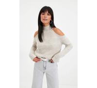 Wovcor Glittery Knit Sweater With Cut-Out Detail In Stone Stone L