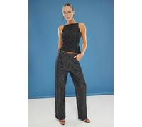 WOVCOR Glittery Sequin Knit Blouse with Back Detail - Black - 10