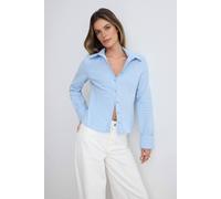 Wovcor Gold Button Detail Fitted Long Sleeve Shirt In Light Blue Light Blue