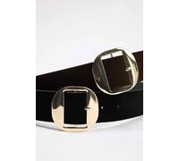 Wovcor Gold Circle Buckle Faux Suede Dual Tone Belt Set Multi