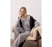 Wovcor Grid Check Revere Collar Long Sleeve Cotton Flannel Woven Pyjama Set Multi
