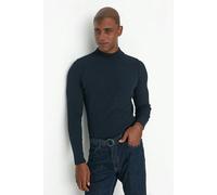 WOVCOR Half Turtleneck Ribbed Knit Men's Sweater - Navy - M