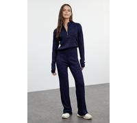 Wovcor Half Zip Knit Top & Pants Two Piece Set In Navy Navy