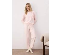 Wovcor Heart Jacquard Ruffle Pocket Long Sleeve Knit Pyjama Set In Light Pink Light Pink