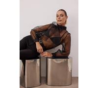 Wovcor High Neck Long Sleeve Transparent Tulle Blouse In Black Black