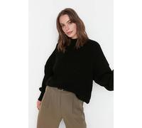 Wovcor High Neck Oversized Textured Knit Jumper In Black Black M