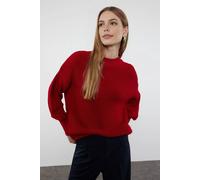 Wovcor High Neck Oversized Textured Knit Jumper Red L