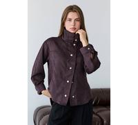Wovcor High Neck Press Stud Longline Oversized Jacket In Brown Brown