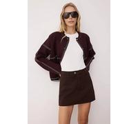 Wovcor High Waist A-Line Denim Mini Skirt In Brown Brown