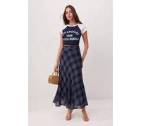 Wovcor High Waist A-Line Maxi Skirt In Blue Blue