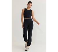Wovcor High Waist Balloon Cuff Brushed Knit Sports Joggers In Black Black