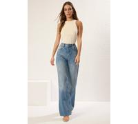 Wovcor High Waist Classic Wide Leg Jeans In Blue Blue