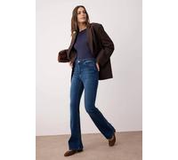 Wovcor High Waist Comfort Flare Jeans In Dark Blue Dark Blue