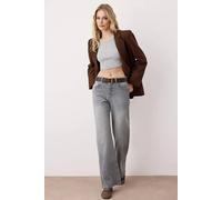 Wovcor High Waist Comfort Palazzo Wide Leg Jeans In Grey Grey