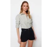 Wovcor High Waist Denim Short In Black Black