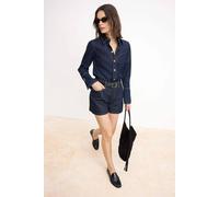 Wovcor High Waist Denim Tailored Short In Navy Navy
