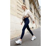 Wovcor High-Waist Elastic Knit Leggings With Stretch Waistband In Navy Navy S