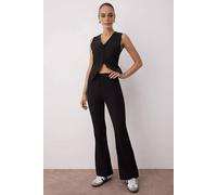 Wovcor High Waist Flared Bootcut Woven Trousers In Black Black 8