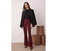 Wovcor High Waist Flared Bootcut Woven Trousers In Burgundy Burgundy