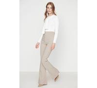 Wovcor High Waist Flared Bootcut Woven Trousers In Taupe Taupe 6