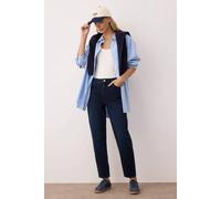 Wovcor High Waist Mom Jeans Classic Straight-Fit Denim In Navy Navy