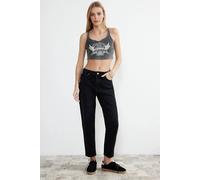 Wovcor High Waist Mom Jeans In Black Black 16
