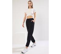 Wovcor High Waist Relaxed Fit Knit Joggers With Pocket Detail In Black Black