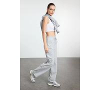 Wovcor High Waist Relaxed Knit Joggers With Side Pockets In Grey Grey