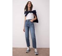 Wovcor High Waist Slim Mom Jeans In Dark Blue Dark Blue