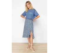 Wovcor High Waist Split Hem Midi Skirt Multi
