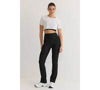 Wovcor High-Waist Straight Cut Knit Sports Leggings In Black Black