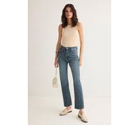 Wovcor High Waist Straight Leg Cropped Jeans In Blue Blue