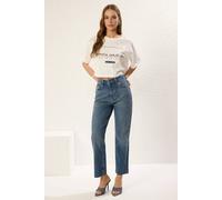 Wovcor High Waist Straight Leg Jeans In Blue Blue