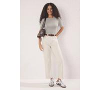 Wovcor High Waist Straight Leg Jeans In Cream Cream