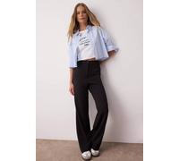 Wovcor High Waist Tailored Wide Leg Woven Trousers In Black Black