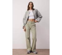 Wovcor High Waist Utility Wide Leg Jeans With Front Pockets In Pale Green Pale Green