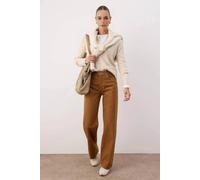 Wovcor High Waist Vintage Wash Denim Wide Leg Jeans In Camel Camel 12