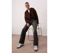 Wovcor High Waist Vintage Wash Wide Leg Jeans In Dark Grey Dark Grey