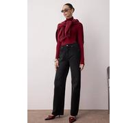 Wovcor High Waist Wide Leg Jeans Denim In Black Black