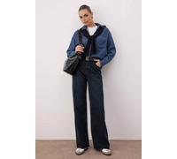 Wovcor High Waist Wide Leg Jeans In Black Black