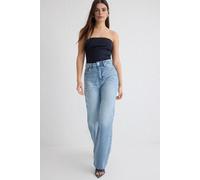 Wovcor High Waist Wide Leg Jeans In Light Blue Light Blue