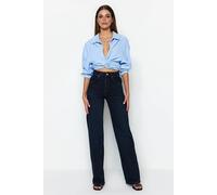 Wovcor High Waist Wide Leg Jeans In Navy Navy 4