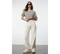 Wovcor High Waist Wide Leg Jeans Waist Detail In Ecru Ecru