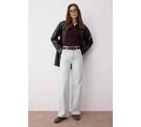 Wovcor High Waist Wide Leg Jeans With Pocket Details In Aqua Aqua