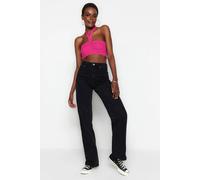 Wovcor High Waist Wide Leg Jeans With Pocket Details In Black Black