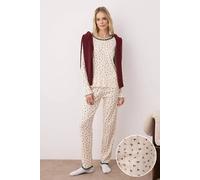 Wovcor Holly Print Contrast Trim Long Sleeve Cotton Ribbed Pyjama Set Multi XL