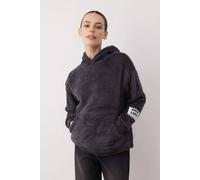 Wovcor Hooded Borg Knit Sweatshirt With Front Pocket In Dark Grey Dark Grey XS
