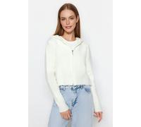 WOVCOR Hooded Zippered Knit Crop Cardigan - White - S