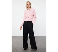 Wovcor Knit Cardigan With Pocket Detail In Pink Pink
